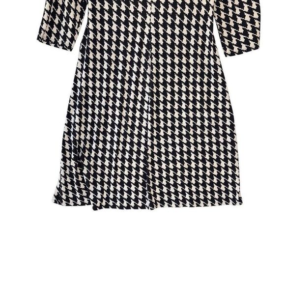 Eva-Picone Dress Flow Wrap Black Houndstooth Print 3/4 Sleeve V Neck Size 16 - Picture 10 of 10